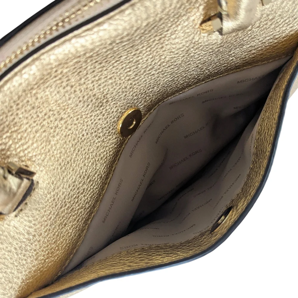 Michael Kors Rilley Gold Leather Convertible Bag